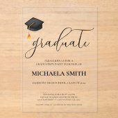 Moderne Black Cap High School Graduation Party Acryleinladungen (Vorderseite)