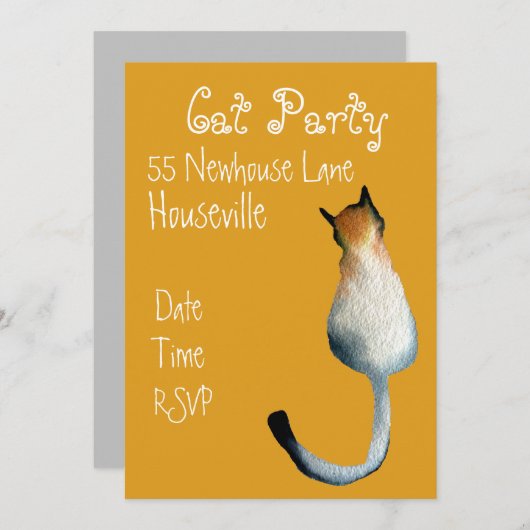 Moderne Black Cat Art Cat Dinner Party Einladung (Vorne/Hinten)