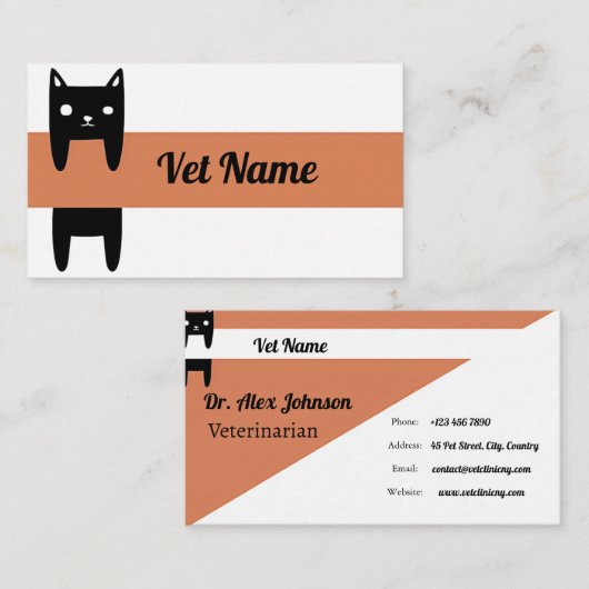 Moderne Black Cat Vet Business Card Visitenkarte (Vorne/Hinten)
