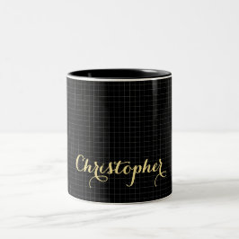 Moderne Black Checkered Eleganten Imitate Gold Nam Zweifarbige Tasse