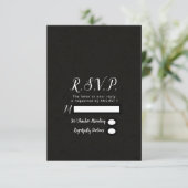 Moderne Black Chic Minimal Wedding RSVP Antwort (Stehend Vorderseite)