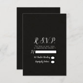 Moderne Black Chic Minimal Wedding RSVP Antwort (Vorne/Hinten)