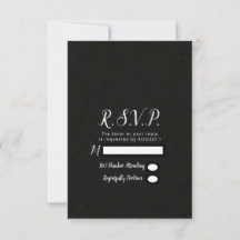 Moderne Black Chic Minimal Wedding RSVP Antwort