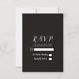 Moderne Black Chic Minimal Wedding RSVP Antwort