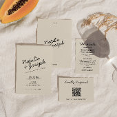 Moderne Black Cream Retro Whimsical Script Hochzei Einladung