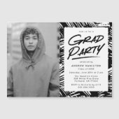 Moderne Black Dashed Grad Foto Party Magneteinladung (Vorderseite)