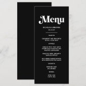 Moderne Black Disco Hochzeit Menükarte (Vorne/Hinten)