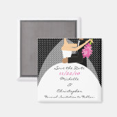 Moderne Black Dots Bride & Groom Save the Date Magnet (Vorderseite/Rückseite)