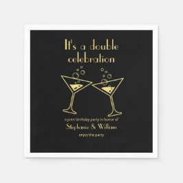 Moderne Black Double Celebration Joint Geburtstag Serviette