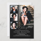 Moderne Black Five Foto Collage Graduation Party Einladung (Vorderseite)