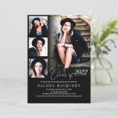 Moderne Black Five Foto Collage Graduation Party Einladung (Stehend Vorderseite)