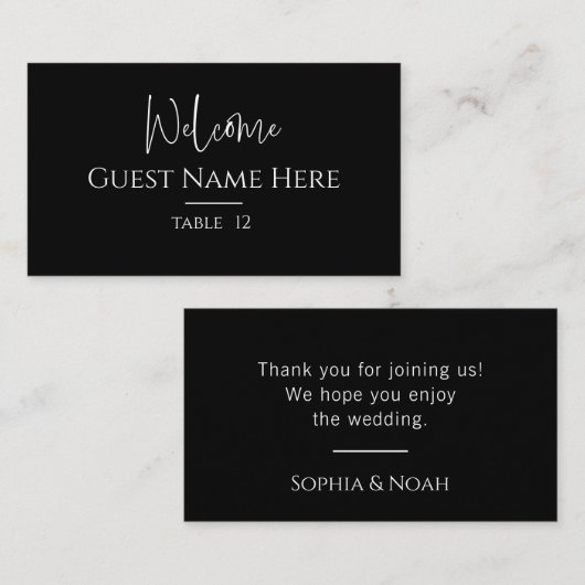 Moderne Black Flat Platzkarte (Vorne/Hinten)