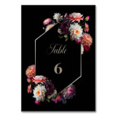 Moderne Black Floral Wedding Tischnummer (Rückseite)
