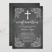 Moderne Black Frame Cross Bestätigung Einladung (Vorne/Hinten)