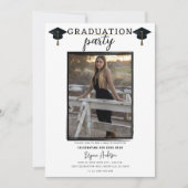 Moderne Black Frame Graduierungsparty im Foto Einladung (Vorderseite)