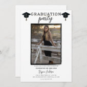 Moderne Black Frame Graduierungsparty im Foto Einladung (Vorne/Hinten)
