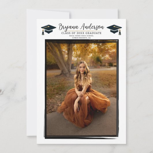 Moderne Black Frame Graduierungsparty im Foto Einladung (Vorderseite)