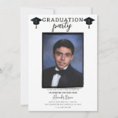 Moderne Black Frame Graduierungsparty im Foto Einladung (Vorderseite)