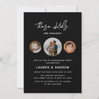 Moderne Black Funny Foto Script Engagement Party