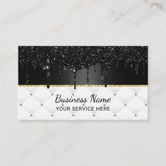 Moderne Black Galaxy Glitzer Tropfen Luxury Salon Visitenkarte (Vorderseite)