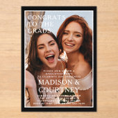 Moderne Black Gingham Foto Graduation Party Acryleinladungen (Vorderseite)