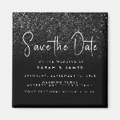 Moderne Black Glitzer Chic Wedding Save the Date Magnet (Vorne)