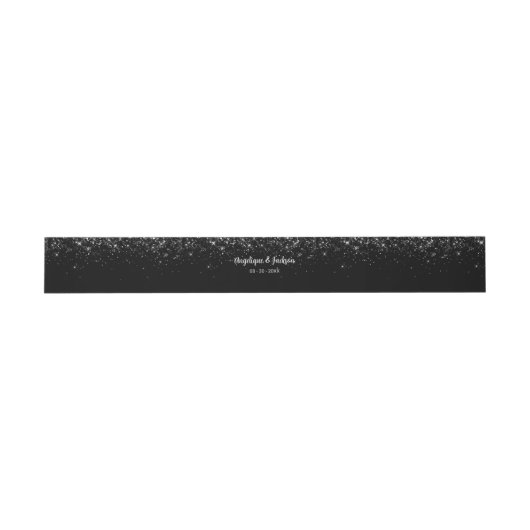 Moderne Black Glitzer Wedding Bly Band (Flach)
