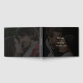 Moderne Black Gold 2 Foto Overlay-Hochzeit Gästebuch (Voll)