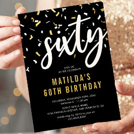 Moderne Black & Gold 60. Geburtstagsparty Einladung