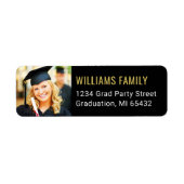 Moderne Black Gold Abschluss Foto Rücksendeadresse (Vorne)