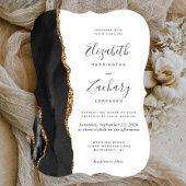 Moderne Black Gold Agate Bracket Wedding Einladung