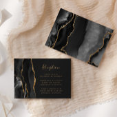 Moderne Black Gold Agate Dunkle Hochzeitsempfehlun Begleitkarte