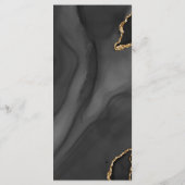 Moderne Black Gold Agate Emerald Green Wedding Menükarte (Rückseite)