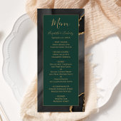 Moderne Black Gold Agate Emerald Green Wedding Menükarte