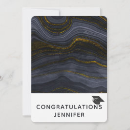 Moderne Black & Gold Agate Graduation Cap Feiertagskarte