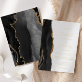 Moderne Black Gold Agate Hochzeit Folieneinladung