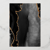 Moderne Black Gold Agate Hochzeit Folieneinladung (Rückseite)