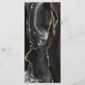 Moderne Black Gold Agate Hochzeit Menükarte (Rückseite)