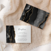 Moderne Black Gold Agate Hochzeitsempfehlung Begleitkarte