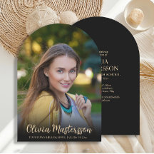 Moderne Black Gold Arch Foto Graduation Party