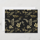 Moderne Black Gold Botanical Glamour Chic Wedding Einladung (Rückseite)