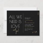 Moderne Black + Gold-Budget-Einladung zur Hochzeit Mitteilungskarte (Vorderseite)