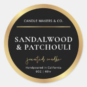 Moderne Black & Gold Candle Circle Label Verpackun Runder Aufkleber (Vorderseite)