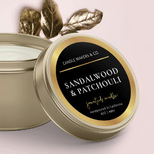 Moderne Black & Gold Candle Circle Label Verpackun Runder Aufkleber