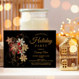Moderne Black Gold Corporate Holiday Party Einladung