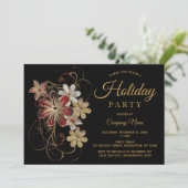 Moderne Black Gold Corporate Holiday Party Einladung (Stehend Vorderseite)