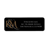 Moderne Black Gold Elegant Monogram Wedding Addres (Vorne)