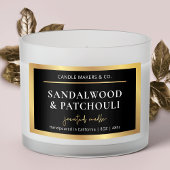 Moderne Black & Gold Elegante Jar Packaging Candle Rechteckiger Aufkleber