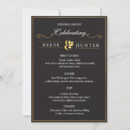 Moderne Black Gold Elegante Wedding Menu Card Einladung