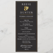 Moderne Black Gold Elegante Wedding Program Card Programm (Vorderseite)